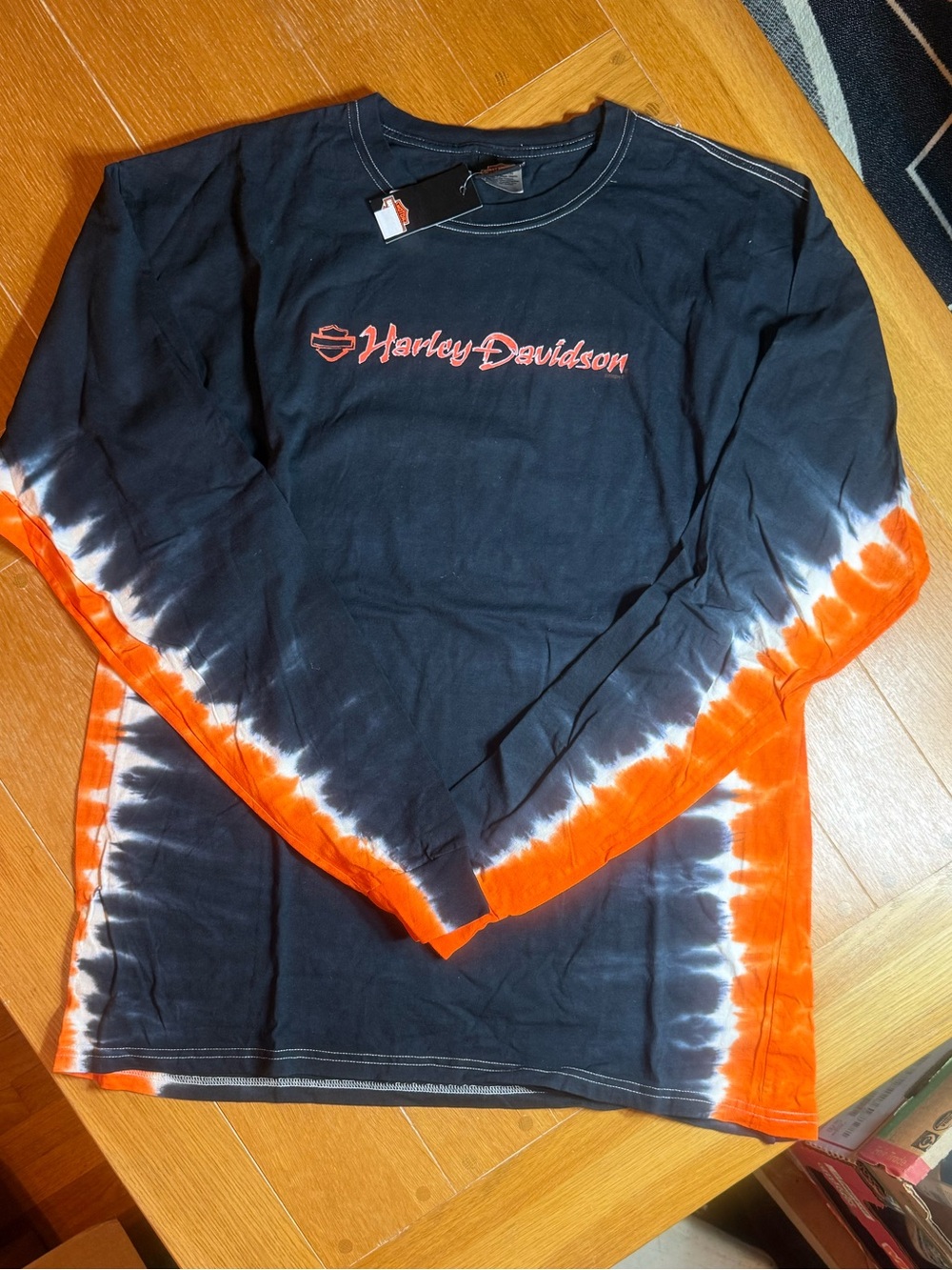 Harley-Davidson Black & Orange Tie-Dye Long Sleeve Tee 2XL